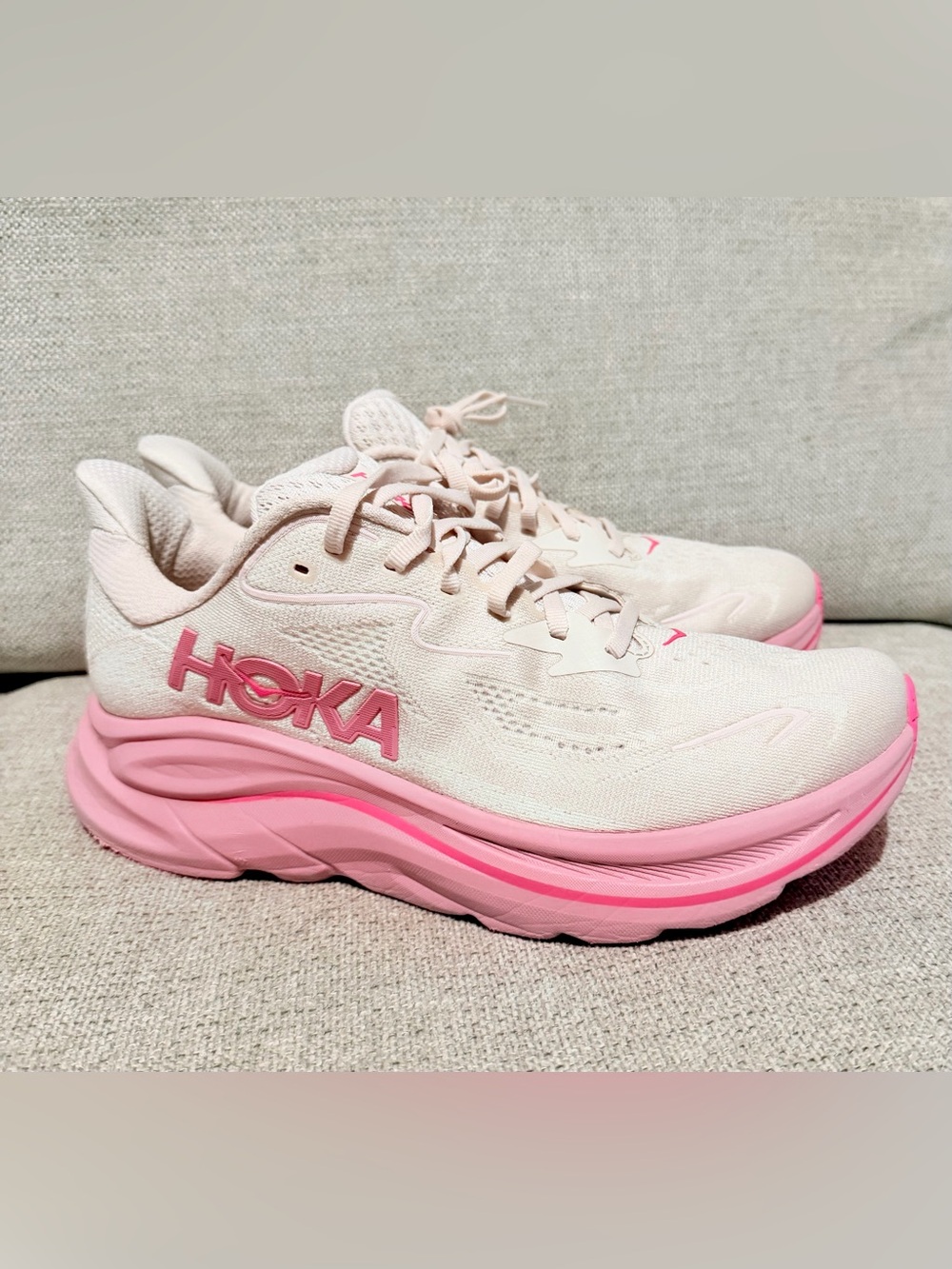 Hoka Women's Pale Pink Athletic Running Shoes